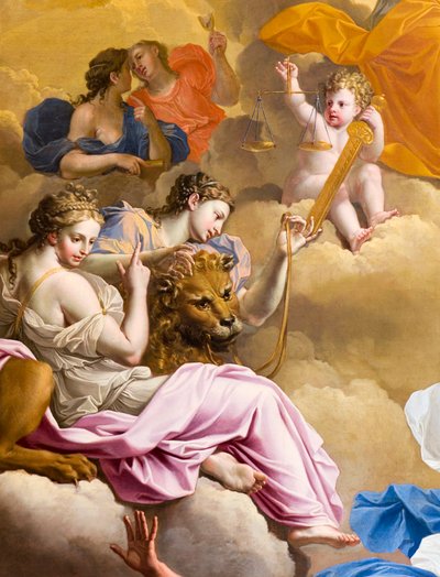Beschilderd plafond, Parlement van Bretagne, Rennes, Ille et Vilaine, Frankrijk door Leopold Blonder