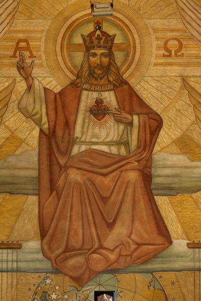 Parochiekerk (Heilig-Hartkerk). Interieur. Modernisme. Het koor. Mozaïek. Christus. door Unbekannt