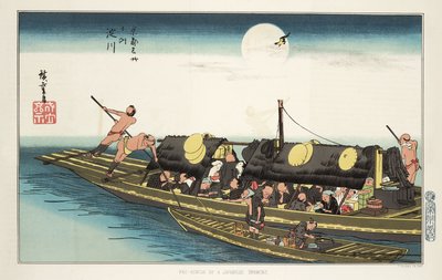 Passagiers en bemanning aan boord van een kleine boot, ca. 1853-1856 door Unbekannt