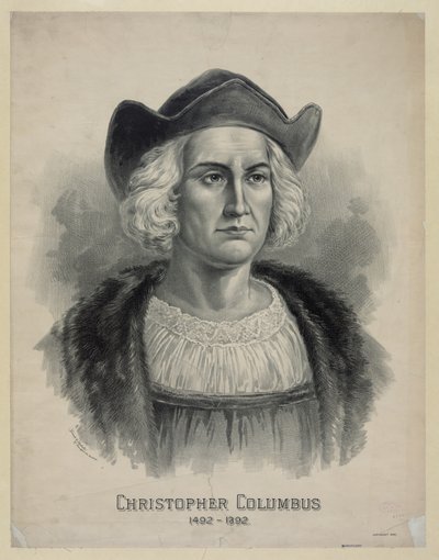 Portret van Christoffel Columbus (1451 - 1506), ca. 1892 (lithografie) door Unbekannt