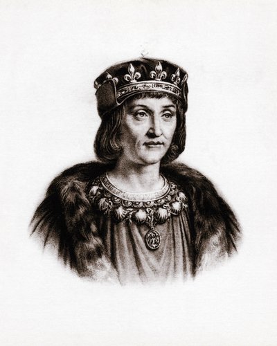 Portret van Lodewijk XII (1462-1515), koning van Frankrijk. Gravure door Unbekannter Künstler
