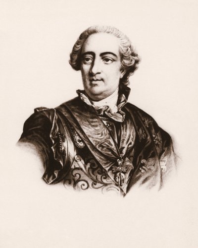 Portret van de Koning van Frankrijk Lodewijk XV (1710-1774) Gravure uit de 19e eeuw door Unbekannter Künstler