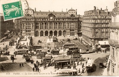 Ansichtkaart/Gare Saint Lazare/Parijs/Seine/Ile de France/Frankrijk door William M. Timlin