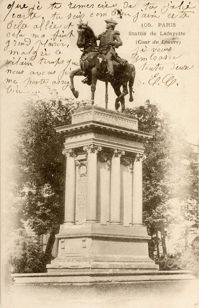 Standbeeld van Lafayette, Cour du Louvre, Parijs, Seine, Île de France, Frankrijk door William M. Timlin