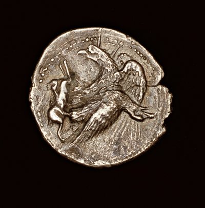 Zeldzame oude Griekse munt, zilveren tetradrachme, Agrigentum, adelaar met haas, 411 v.Chr. door Unbekannter Künstler