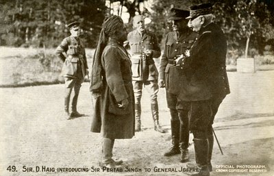 Sir Douglad Haig introduceert Pertab Singh aan Joffre door Unbekannter Künstler