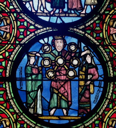 Het Verbondsarkraam, detail van God met de Kerk en de Synagoge door Unbekannt