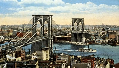 De Brooklyn-brug, New York door Unbekannter Künstler
