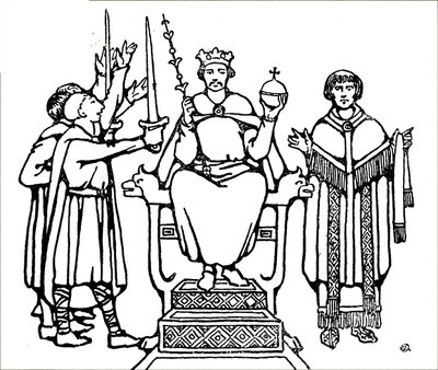 De kroning van koning Harold Godwinson door Unbekannt