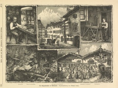 De vioolindustrie in Mittenwald, Stuttgart 1882 door Unbekannter Künstler