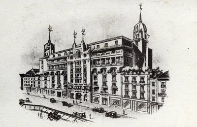 Thermisch toerisme: uitzicht op het Carlton hotel in Vichy, Frankrijk ca. 1905 (ansichtkaart) door Unbekannter Künstler