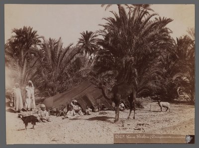 Uitzicht vanaf een locatie in Noord-Afrika - Nomadenkamp (albumine fotografische print) door Unbekannt