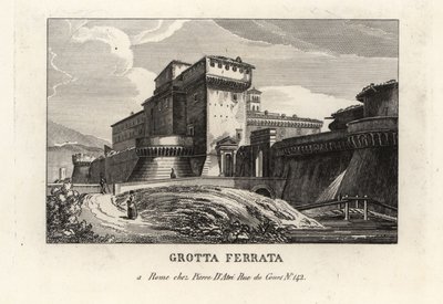 Zicht op de Romeinse kasteelstad Grottaferrata, Rome door Unbekannt