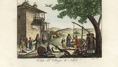 Uitzicht op het dorp Nikali, nabij Larissa, de hoofdstad van Thessalië, Griekenland door Unbekannt