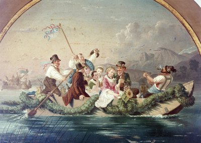Huwelijkscruise op Schliersee Lake, schietschijf door A. Dirnberger, Feuerschützengesellschaft Miesbach, Opper-Beieren, Duitsland, Europa door Unbekannt