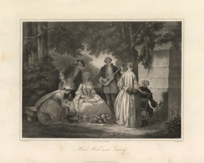 Wijn, vrouwen en zang, Triëst, ca. 1850 (gravure) door Unbekannter Künstler