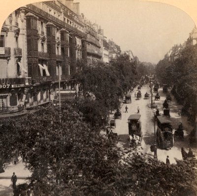 De Grote Boulevard, Parijs, Frankrijk, 1894 door Underwood and Underwood