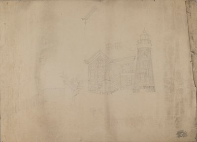 Vuurtoren en huis door Unidentified