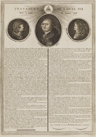 Testament van Lodewijk XVI door Unidentified
