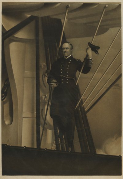 Zonder titel (Scheepskapitein in de tuigage) door Unidentified