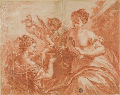 Cupido en twee vrouwen die een fakkel aansteken door Unknown