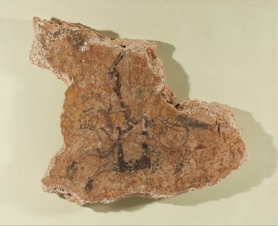 Fragment van een muurschildering met een ruiter door Unknown