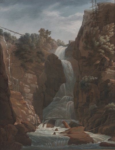 Landschap en Waterval door Unknown