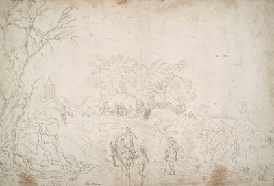 Landschap met karavaan door Unknown