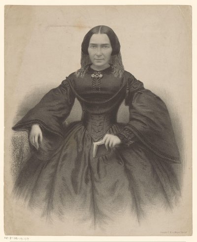 Portret van een onbekende vrouw in zwarte japon door Unknown