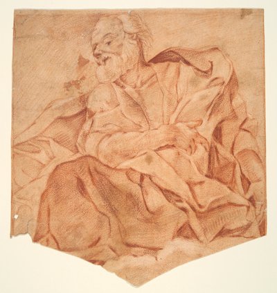 Zittende mannelijke figuur met baard door Unknown
