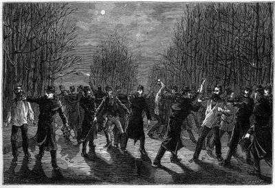 Een afranseling van criminelen in het Bois de Boulogne in Parijs in 1883 door Unknown artist
