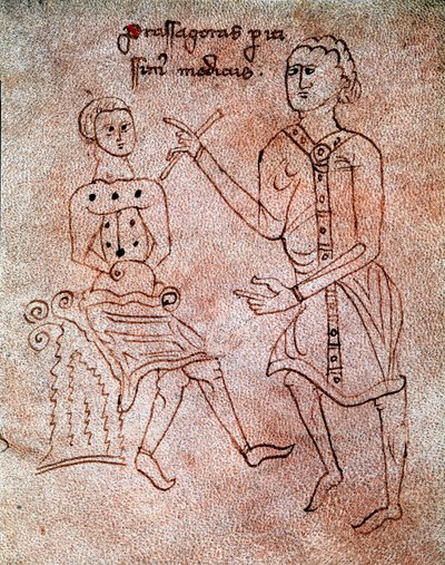 Een neuroloog onderzoekt het zenuwstelsel van een miniatuurpatiënt uit het manuscript “De surgia” 13e eeuw Venetië Biblioteca Marciana door Unknown artist