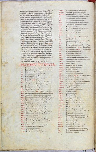Een bladzijde uit de 11e eeuwse Bijbel met het incipit hoofdstuk van het Boek Numeri door Unknown artist