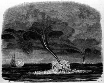 Een waterhoos. Gravure uit de 19e eeuw door Unknown artist
