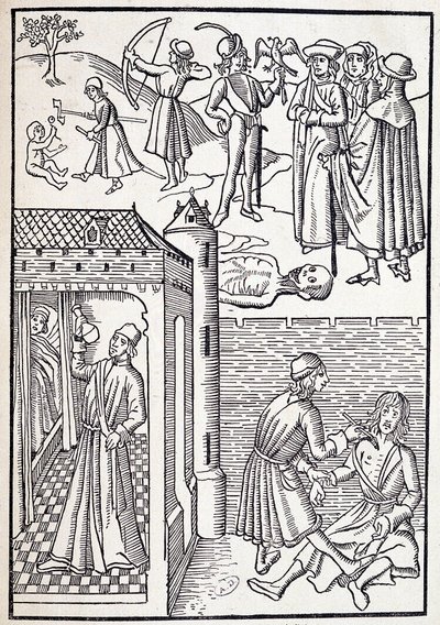 Een uroloog en chirurg in de 15e eeuw door Unknown artist
