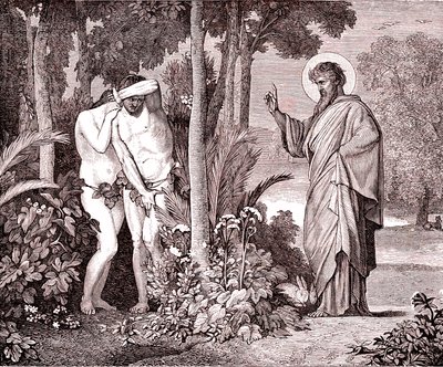 Adam en Eva, facsimile uit het boek van Louis Veuillot 