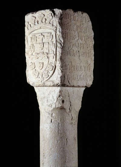 Afrikaanse kunst: detail van een pilaar van bezit bekend als Sint Augustinus opgericht door de Portugese ontdekkingsreiziger Diogo Cao (of Diego Cam) in Zuid-Angola. 1486. Lissabon, Nationaal Museum van Oude Kunst door Unknown artist
