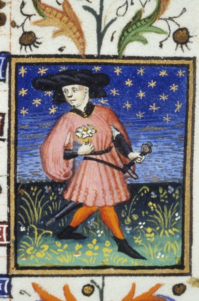 Allegorische voorstelling van april - Een man die madeliefjes plukt door Unknown artist