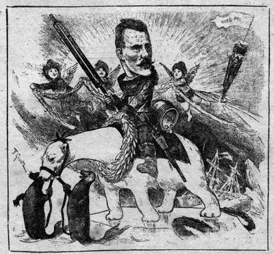 Allegorie op de terugkeer van Fridtjof Nansen (1861-1930) van de noordpool - gravure van 1897 door Unknown artist