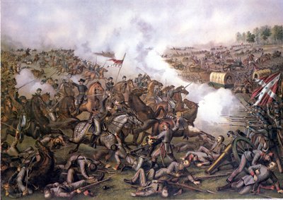 Amerikaanse Burgeroorlog (1861 - 1865): Slag bij Five Forks (Virginia) 1 april door Unknown artist