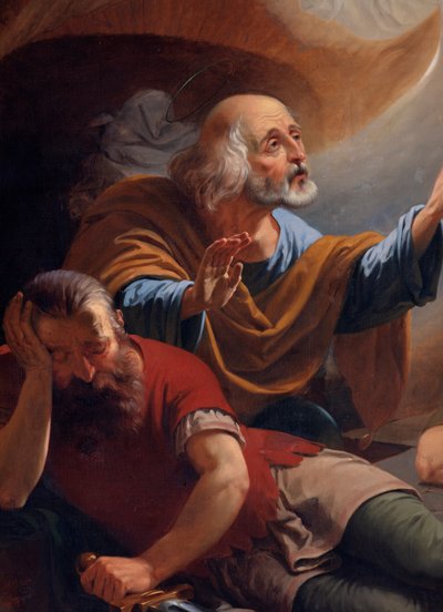 Een engel bevrijdt Sint-Pieter uit de gevangenis, getekend door F. Devigne (?) door Unknown artist