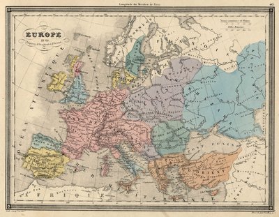 Atlas van Europa in 814: Rijken van het Westen en het Oosten. Plan getekend uit 