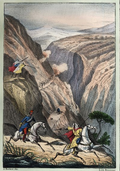 Slag bij de Teniah van Mouzaïa, bij de bergpas van de Atlas tussen Franse troepen en Arabische weerstand door Unknown artist