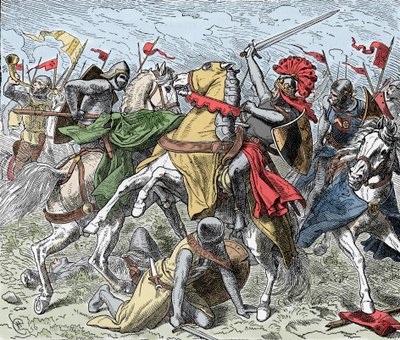 Slag bij de Elster: Rudolf van Zwaben dodelijk gewond door Unknown artist