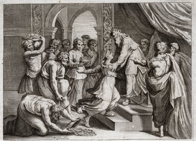Bijbel van Royaumont, Oude Testament: Koningin van Sheba bezoekt Salomo. Illustratie uit 1811. door Unknown artist