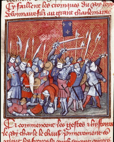 Karolingische koning Karel II tijdens een gevecht door Unknown artist