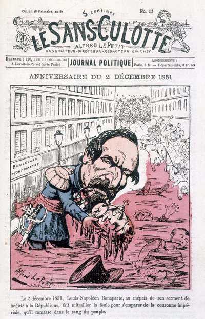 Cartoon over de staatsgreep van Napoleon III van 2 december 1851 - in "Le sans-panlotte" door Unknown artist