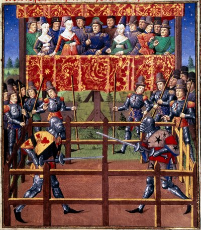 Ceremonies en ordinanties als onderpand van de strijd: duel in gesloten veld tussen twee ridders door Unknown artist