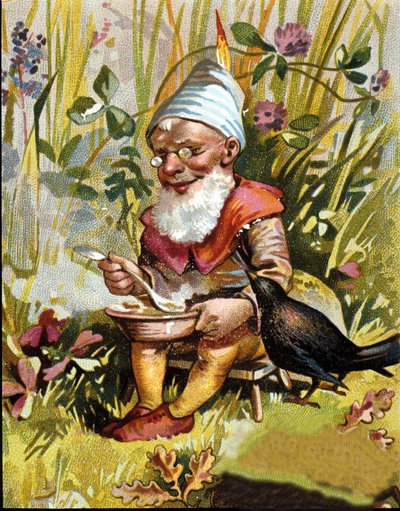 Karakter van de dwerg of farfadet eet soep door Unknown artist