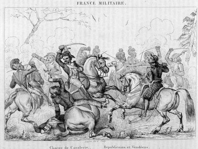 Cavaleriecharge - Republikeinen en Vendéens door Unknown artist